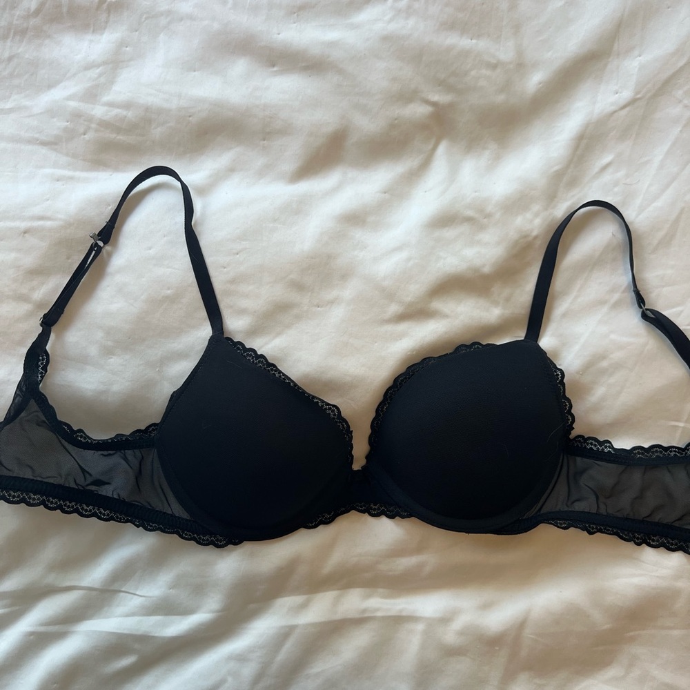 Aerie Elegant Black Lace Trim Bra
